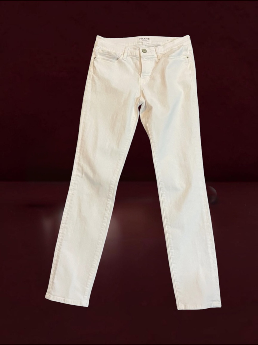FRAME DENIM LE SKINNY DE JEANNE CROP WHITE JEANS SIZE 27